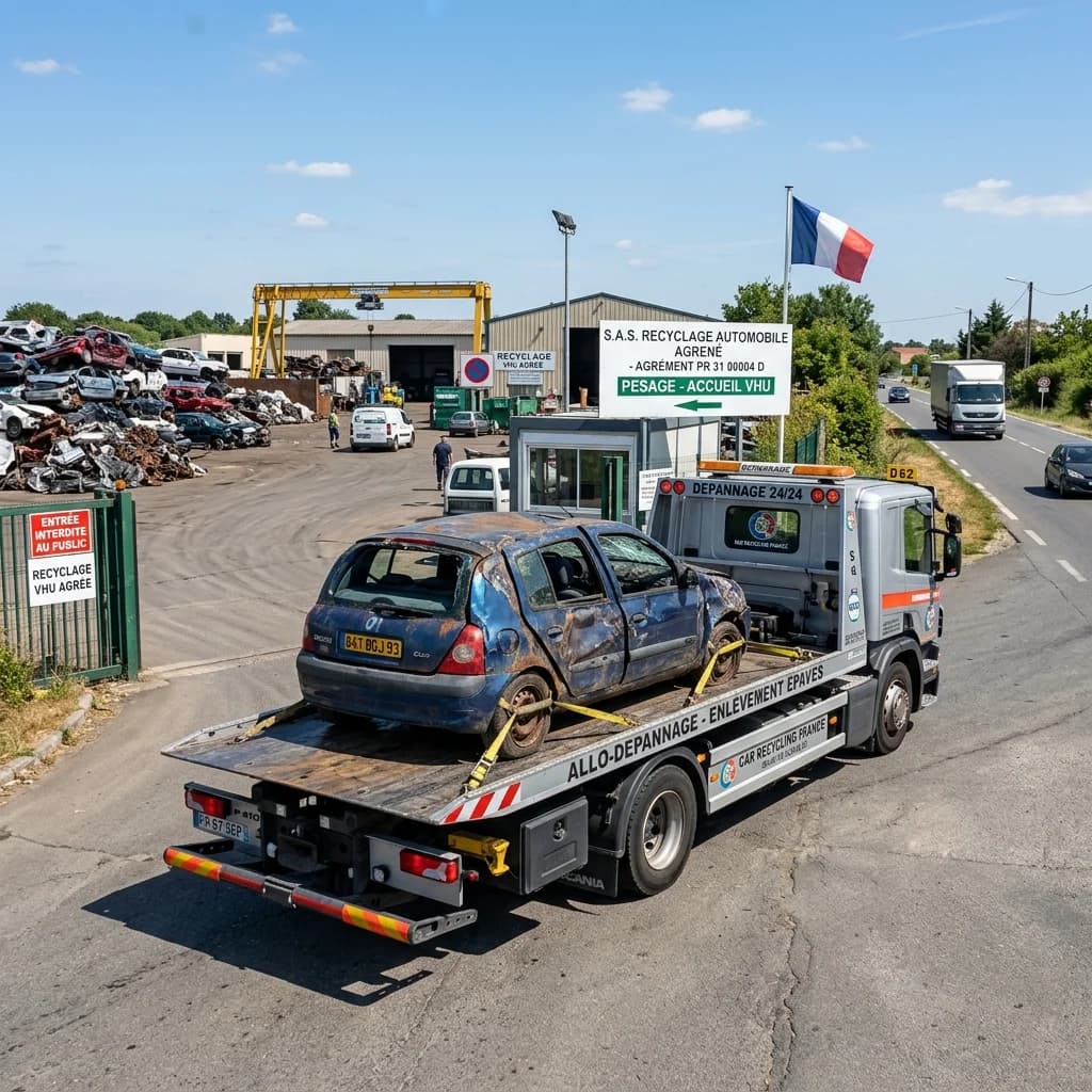 Enlèvement d'épave gratuit à Marseille par dépanneuse agréée VHU